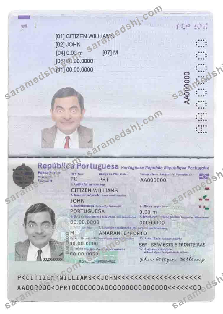 Portugal passport template in PSD format, fully editable (2017- present)